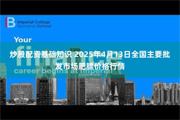 炒股配资基础知识 2025年4月13日全国主要批发市场肥膘价格行情