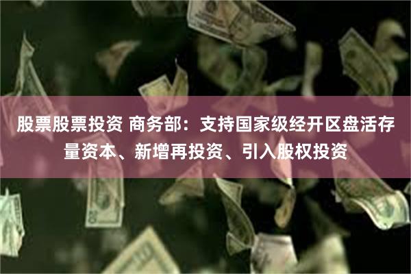 股票股票投资 商务部：支持国家级经开区盘活存量资本、新增再投资、引入股权投资