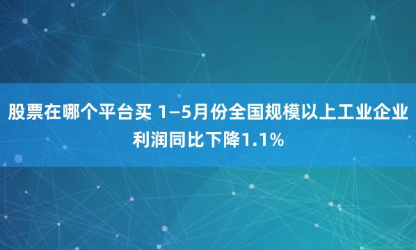 股票在哪个平台买 1—5月份全国规模以上工业企业利润同比下降1.1%