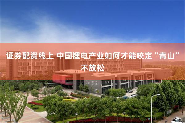 证券配资线上 中国锂电产业如何才能咬定“青山”不放松